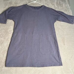 Cos Jersey Tunic Top Women's size XS Lagenlook Boat Neck 3/4 Sleeve Purple